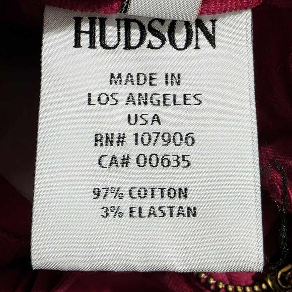 Hudson Jeans Nico Mid Rise Corduroy Super Skinny Pants Pomegranate Size 24 - Picture 7 of 10